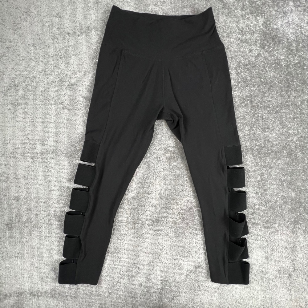 Beyond Yoga Womens Black High Waist Ladder Cut Out Leggings Size L Made in USA